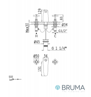 MEDIDAS BATERIA AMERICANA LAVABO 1953 BRUMA